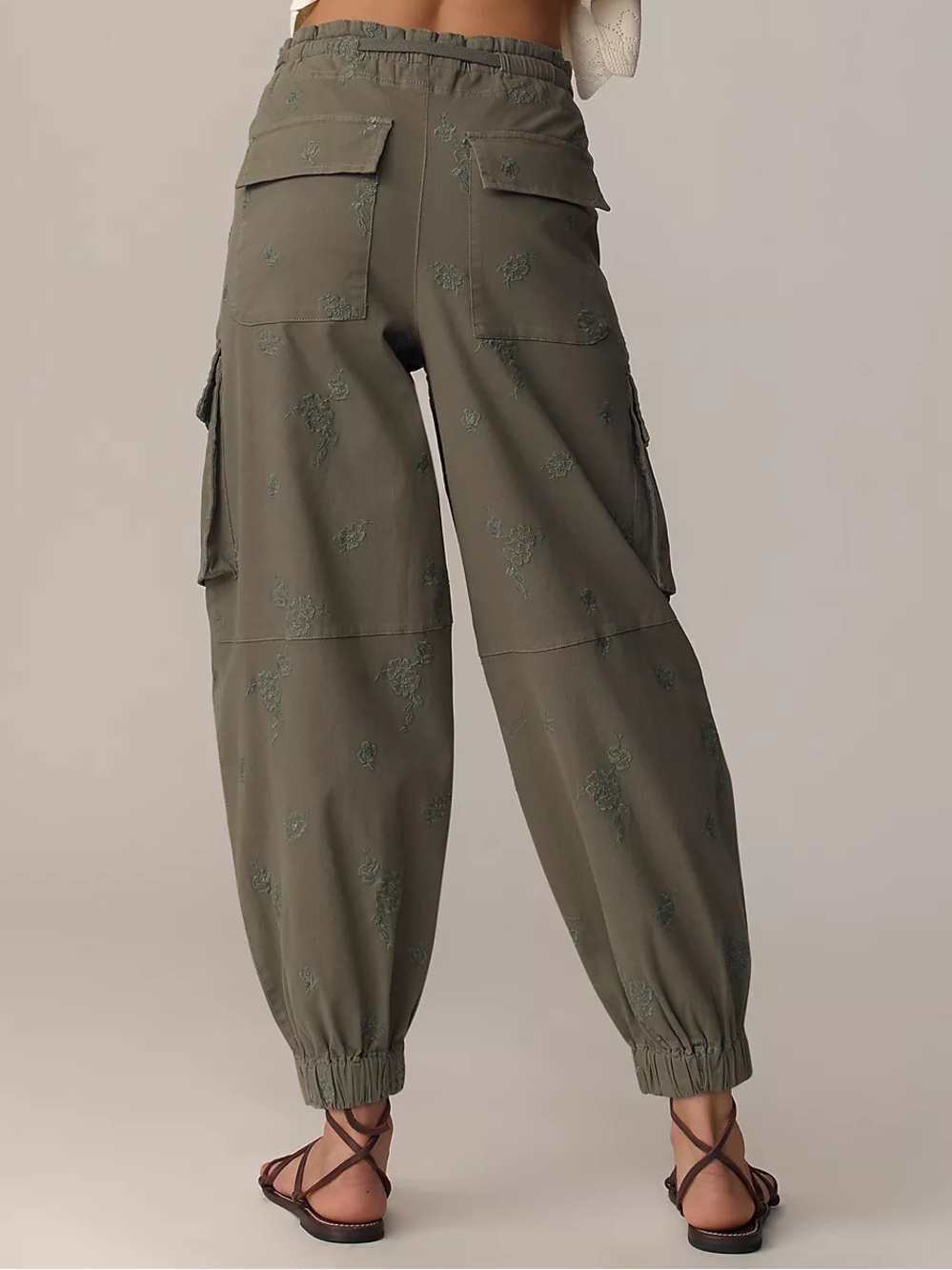 NEW Anthropologie Pilcro Ditsy Embroidered Drawstring Cargo Pants : Medium - Picture 3 of 9